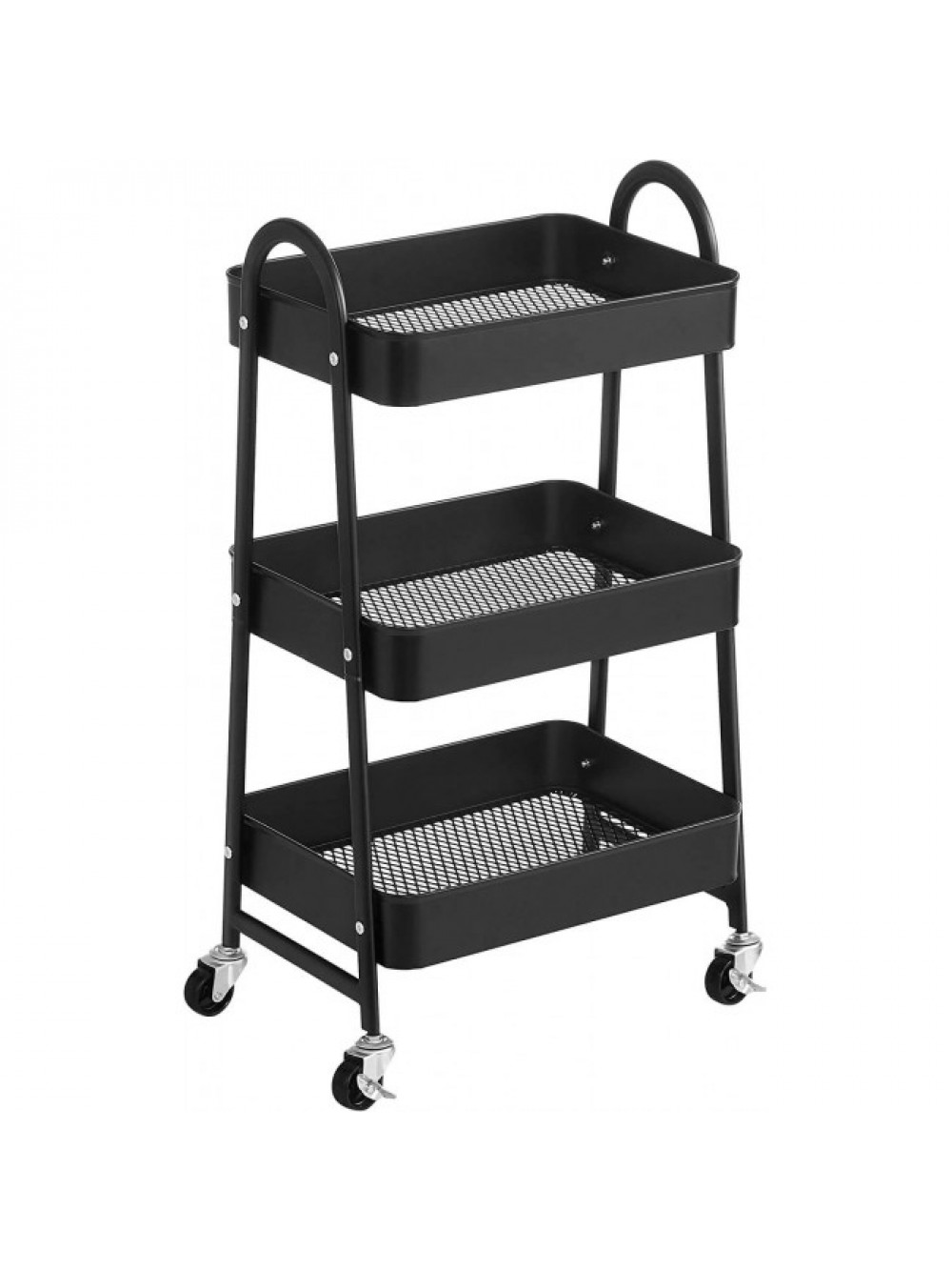 Songmics BSC068B01V1 Μεταλλικό Τροχήλατο Καρότσι Οργάνωσης και Αποθήκευσης με 3 Ράφια - 41,4 x 30,7 x 79 cm - Μαύρο