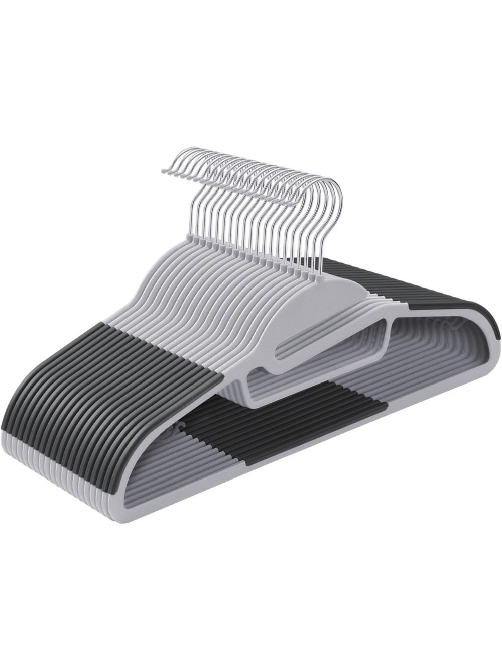 SONGMICS Set of 20 Plastic Hangers CRP41G, Coat Hangers with U-Shaped Opening, Non-Slip, Light and Dark Grey 