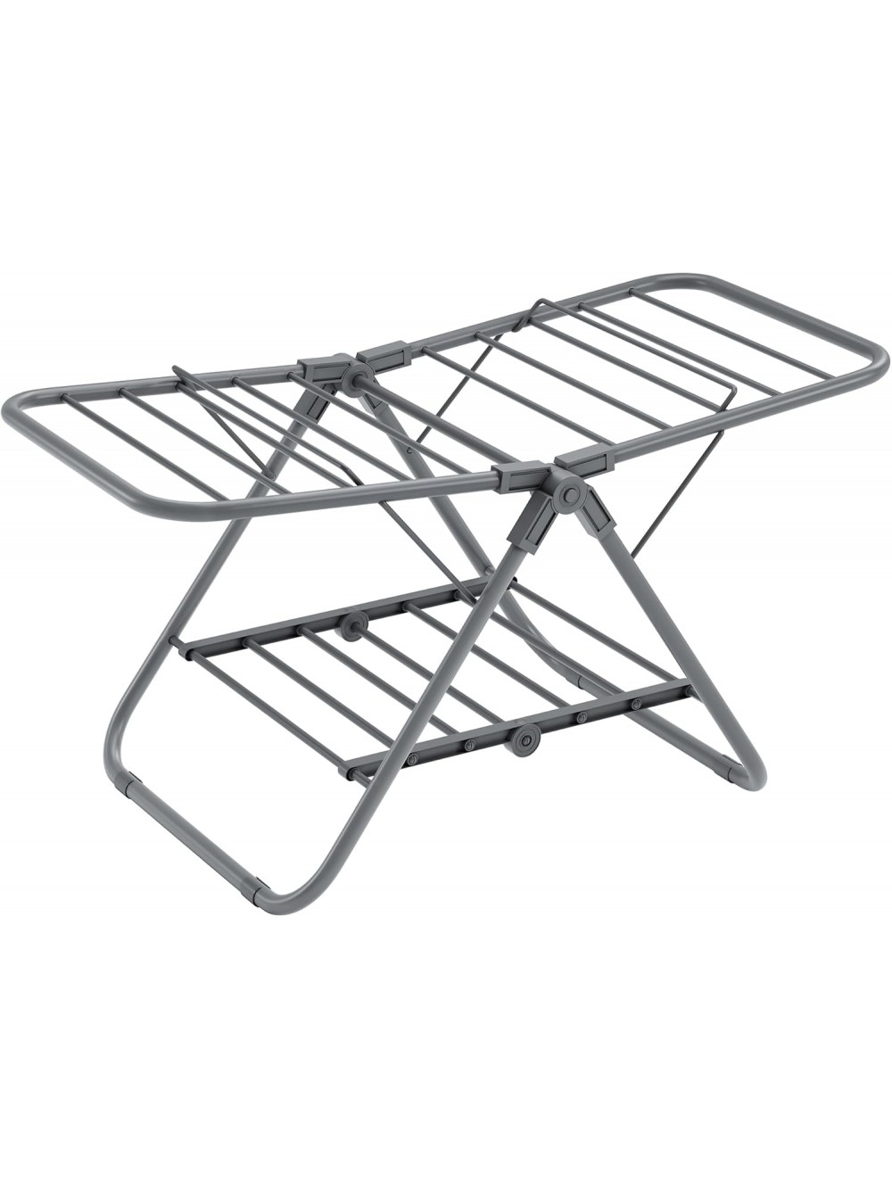 SONGMICS Μικρή απλώστρα ρούχων, LLR504G01 πτυσσόμενο ράφι στεγνώματος ρούχων 2 επιπέδων, εξοικονόμηση χώρου, μεταλλική δομή, για μικρά ρούχα, πετσέτες, 44 x 101 x 54 cm, γκρι 