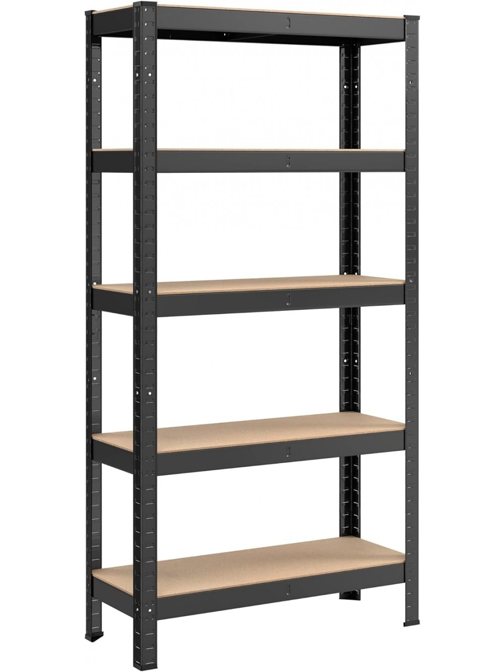 SONGMICS GLR030B21 5-Tier Shelving Unit, Steel Shelving Unit for Storage, Boltless Assembly, for Garage, Shed, Load Capacity 650 kg, 30 x 75 x 150 cm, Black 