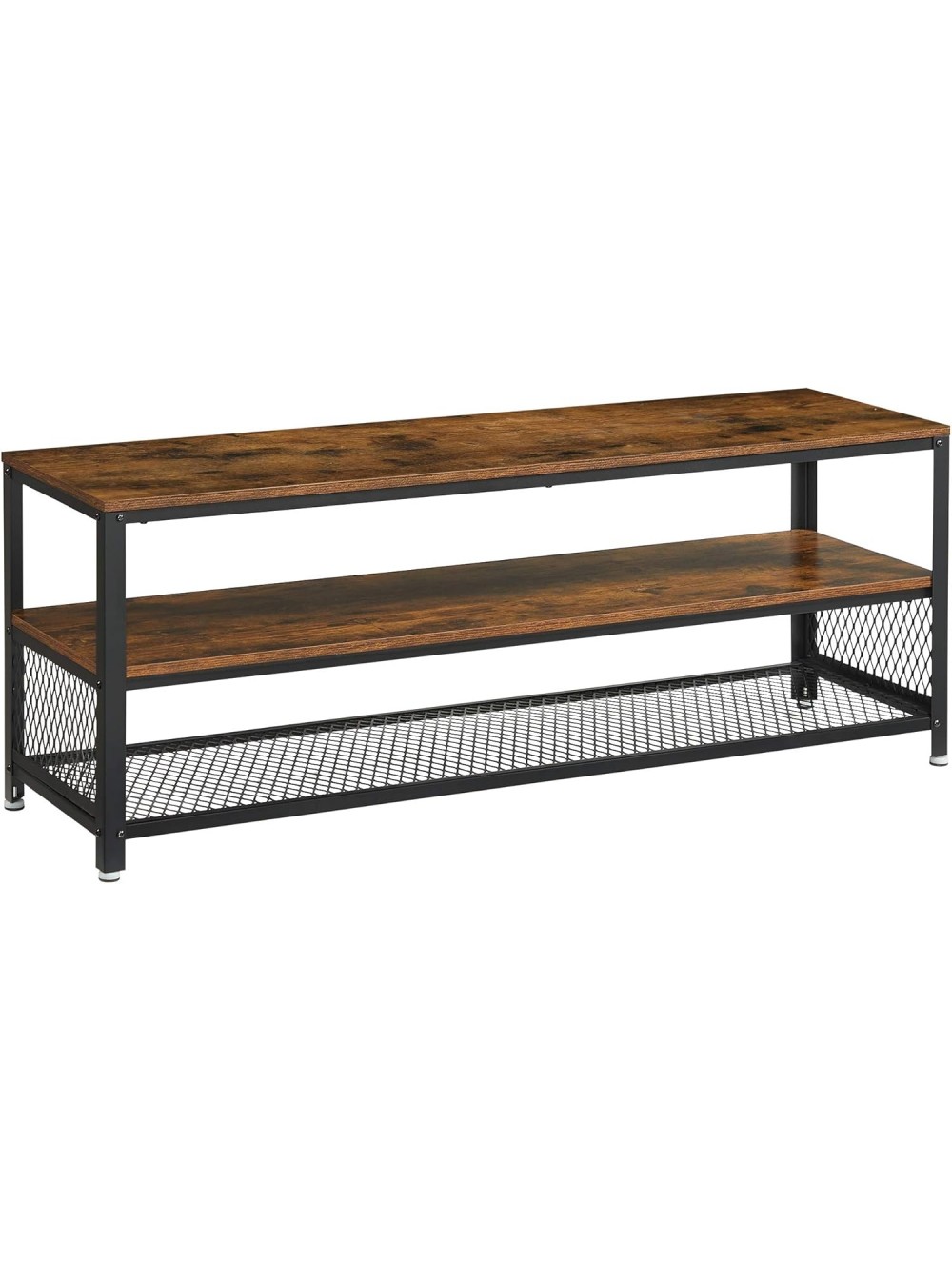 VASAGLE LTV50BXV1 Industrial Stand, Lengthened TV Cabinet, Console, Coffee Table with Metal Frame, Wood Grain, for Living Room, Bedroom, Rustic Brown, 140 x 40 x 52 cm