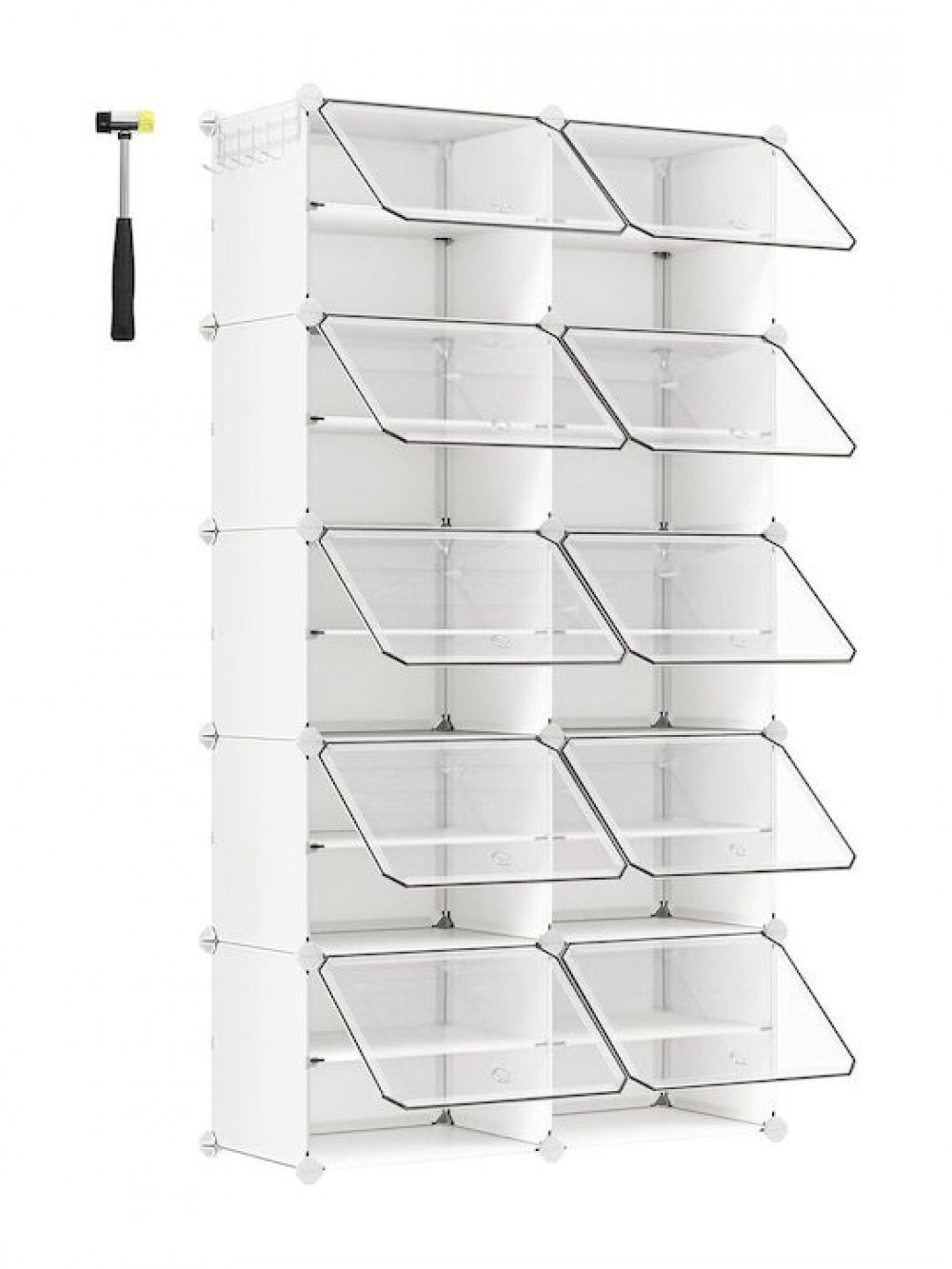 SONGMICS Παπουτσοθήκη Οργάνωσης 82x32x152cm για 40 Ζευγάρια με Γάντζους και Αντιολισθητική Συσκευή LPC035W01