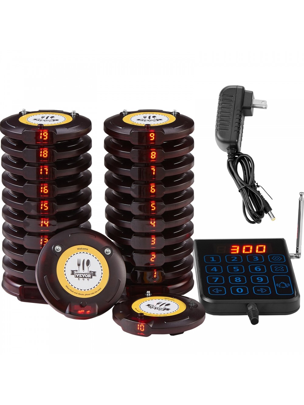 VEVOR Ασύρματο Σύστημα Ειδοποίησης Έτοιμης Παραγγελίας Πελατών για Εστιατόρια με 999 Κανάλια και 20 Συσκευές DCPQCQDRCPYXD4Z5MV2