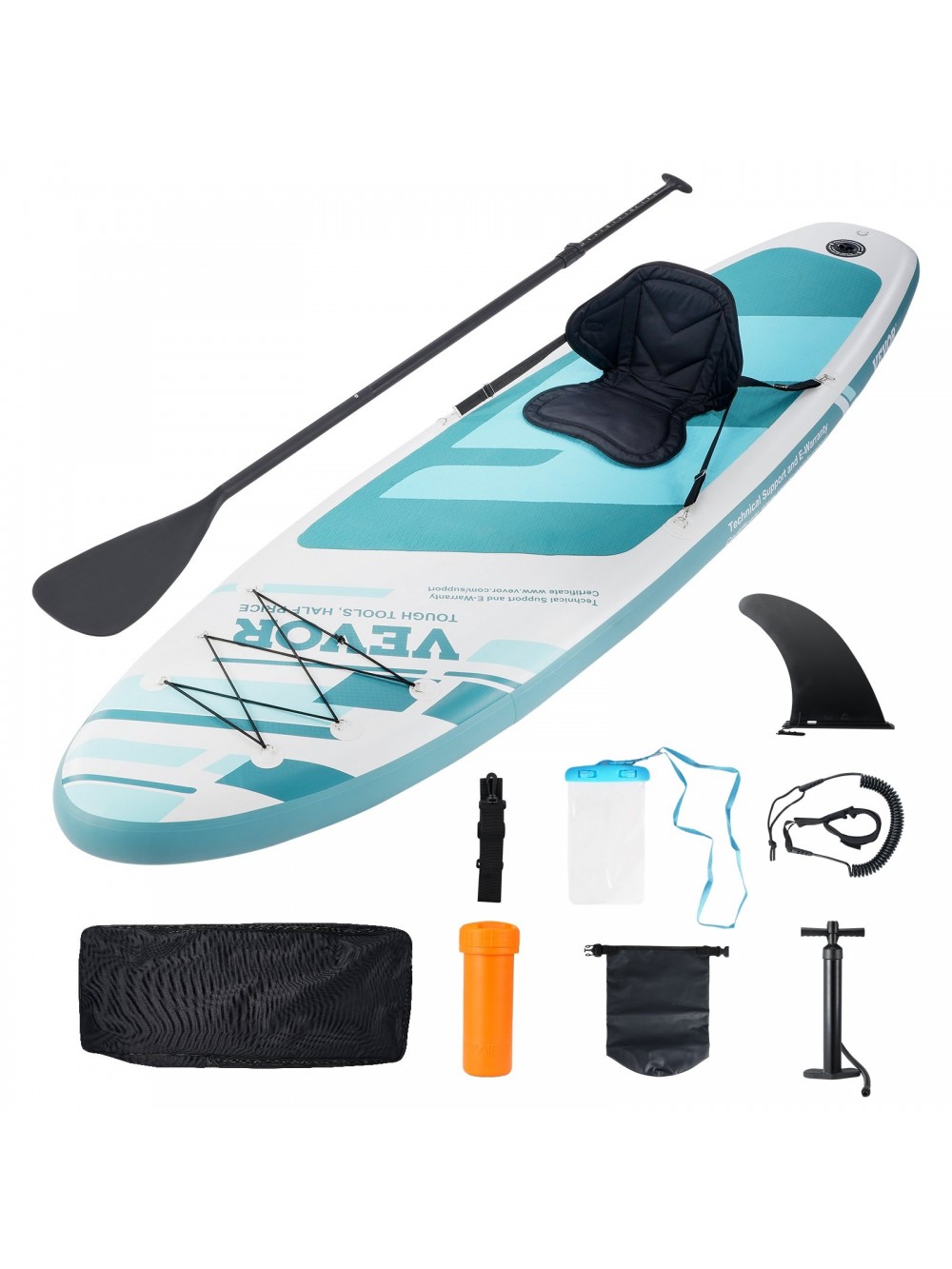 VEVOR Φουσκωτό Stand-Up Paddle Board, 3048 x 838.2 x 152.4 mm PVC SUP Paddleboard με αποσπώμενο κάθισμα καγιάκ, αξεσουάρ σκάφους, τσάντα κινητού τηλεφώνου, αντλία, κουπί και κιτ επισκευής CQJBDZYKDZYKM6UX7V0
