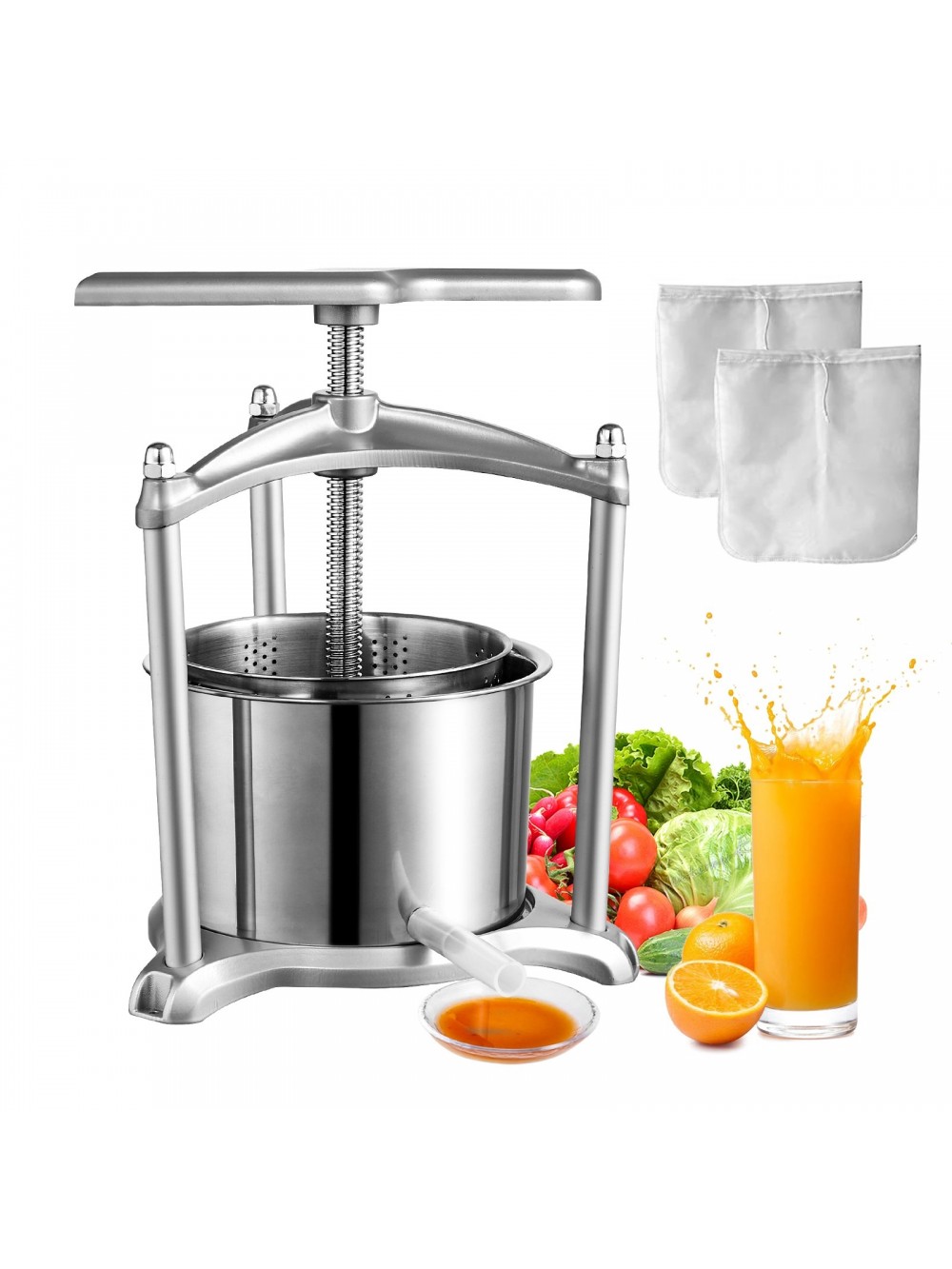 VEVOR Πρέσα Φρούτων 6L, Χειροκίνητη για Χυμούς και Λάδι TSGJYZJBXG6L26ASIV0