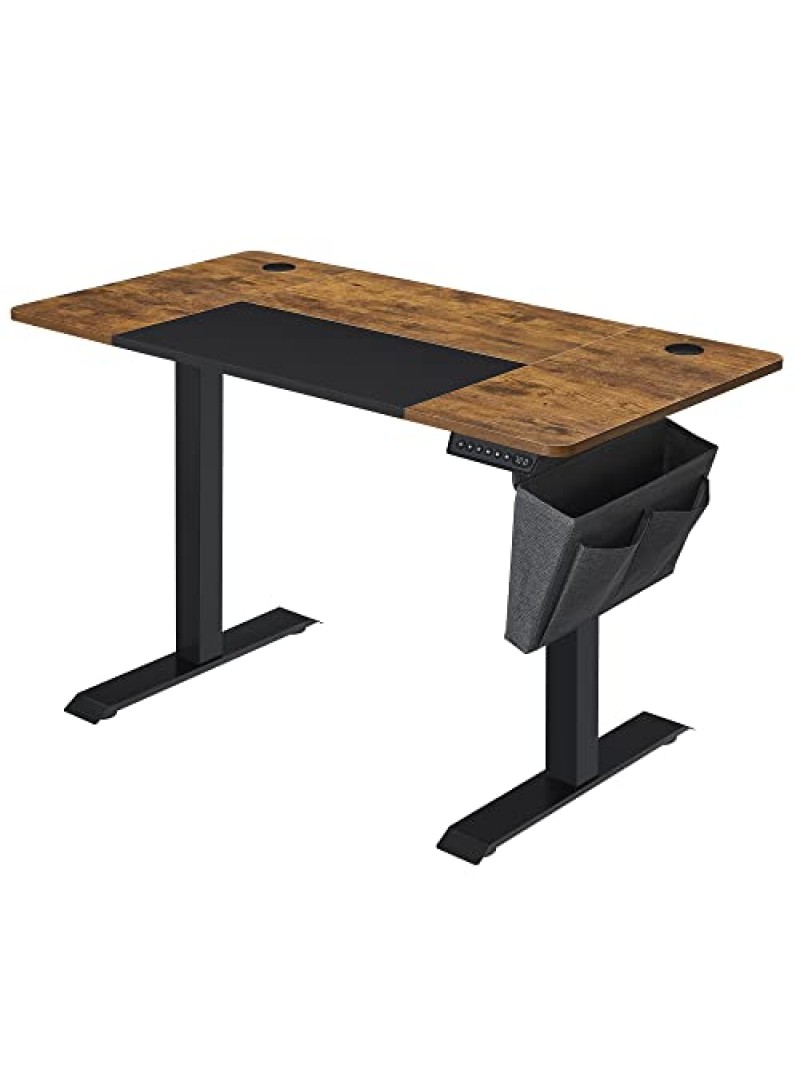 SONGMICS Height-adjustable electric desk, 60 x 120 x (72-120) cm, fully adjustable, spliced plate, memory function with 4 heights, vintage brown/black LSD015X01