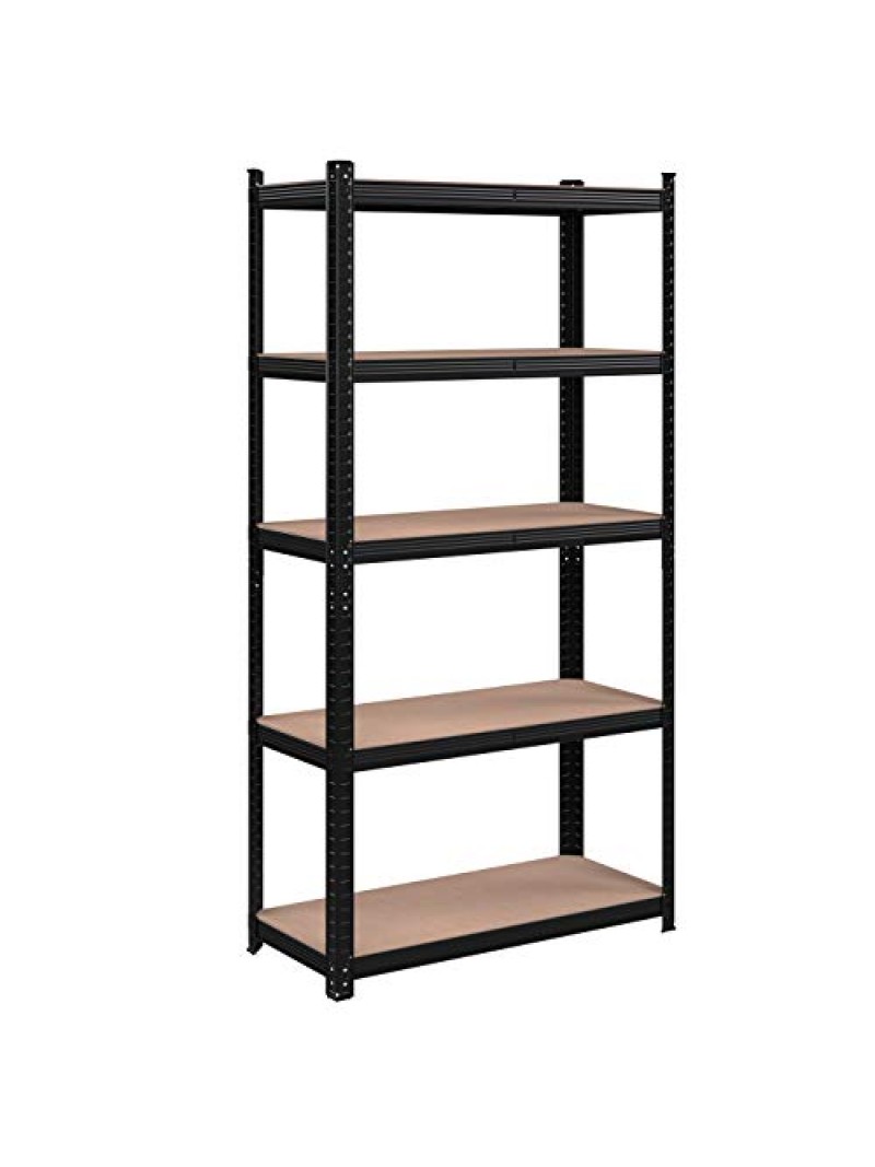 SONGMICS 5-Tier Shelving Unit, Steel Shelving Unit for Storage, Tool-Free Assembly, for Garage, Shed, Load Capacity 875 kg, 40 x 90 x 180 cm, Black GLR040B01