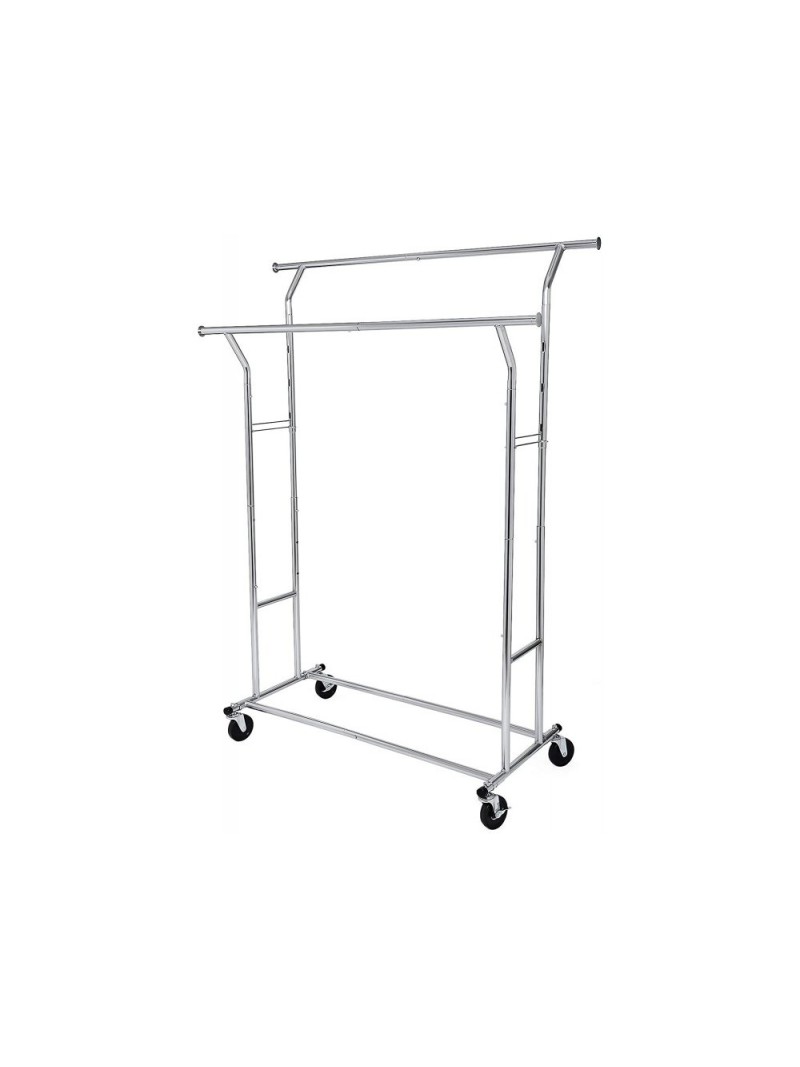 Songmics HSR12S Κρεμάστρα Ρούχων Δαπέδου Heavy Duty 110kg Τροχήλατη, με Επεκτεινόμενη Ράγα και Κάτω Ράφι 129 x 55 x 148-172cm, Chrome